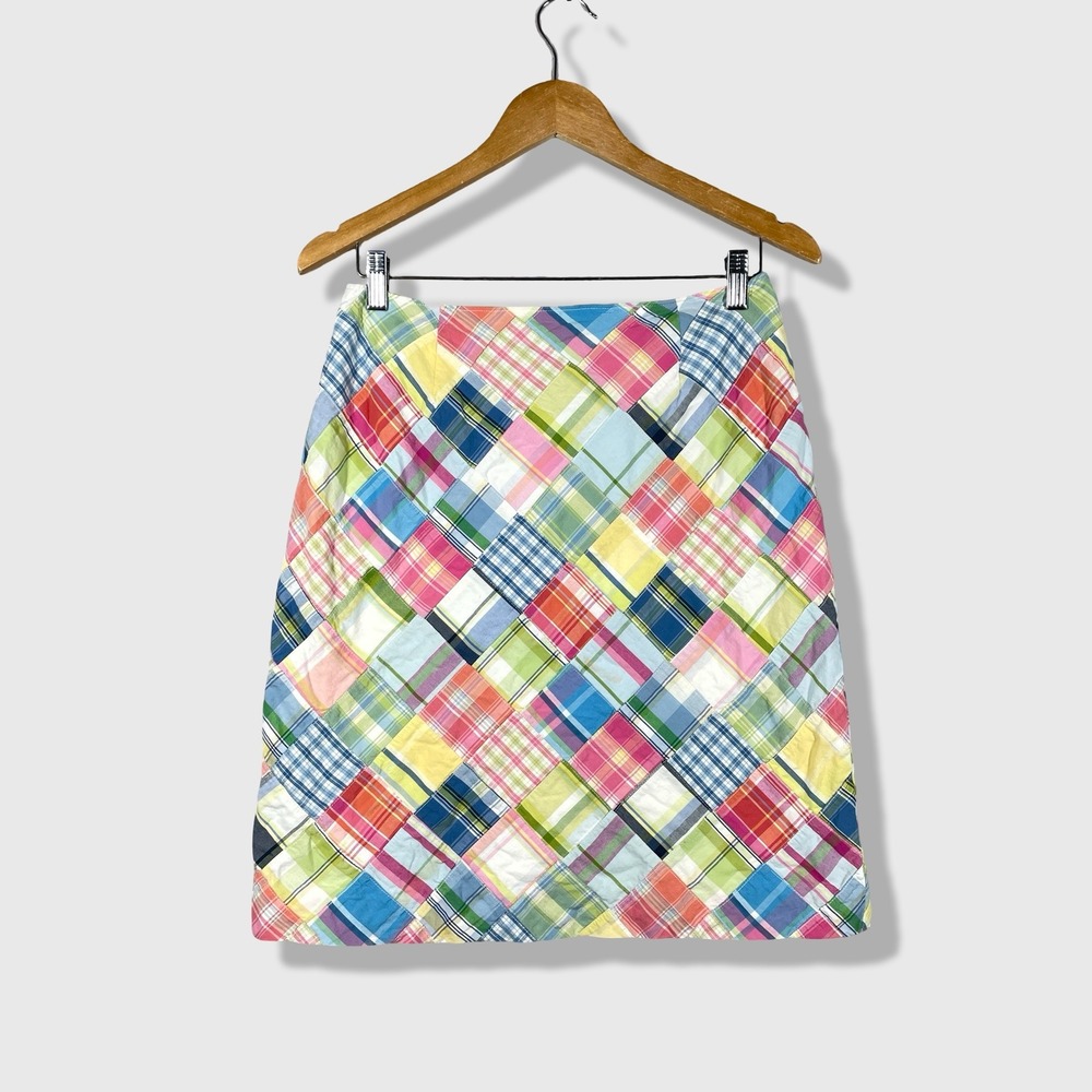 Brooks Brothers 346 Patchwork Plaid Skirt Womens 4 Multi Preppy Coastal Academic